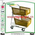 Double Basket Plastic Shopping Cart for Hyper Market